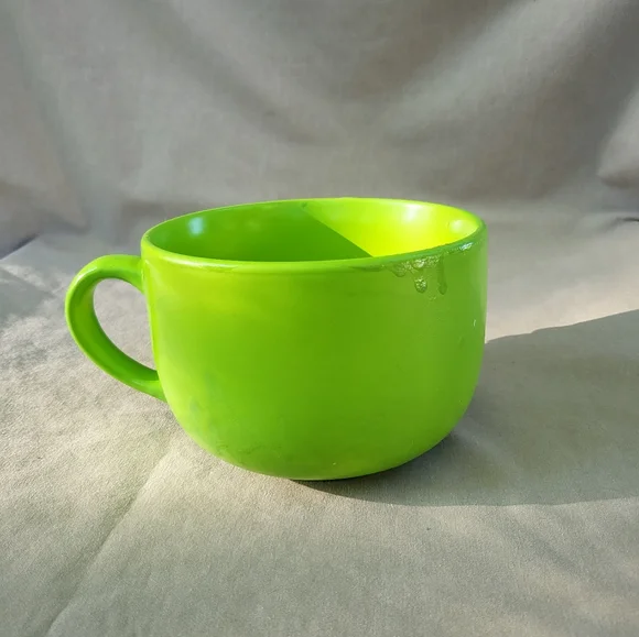 💚🗾 Neon Green 🧶 Soup Mug 🟢 Face - Picture 4 of 6